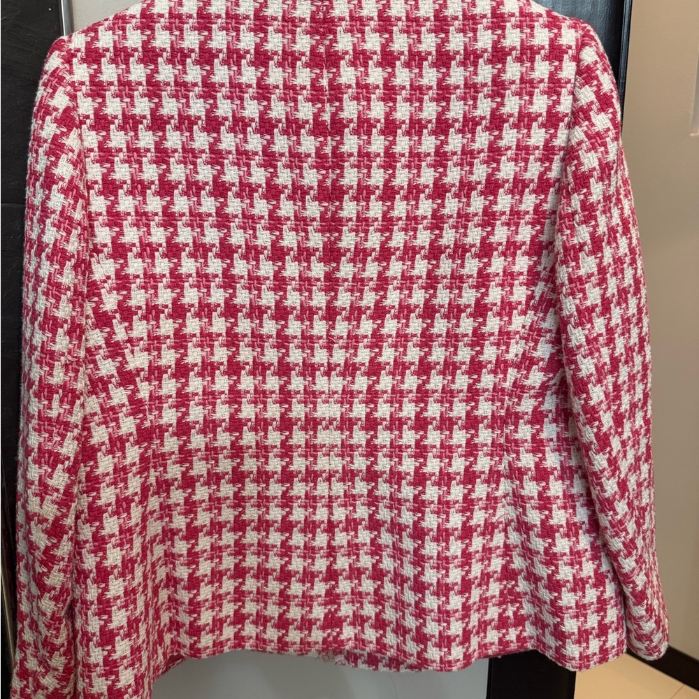 Anne Klein Red and White Houndstooth Blazer - Picture 6 of 7